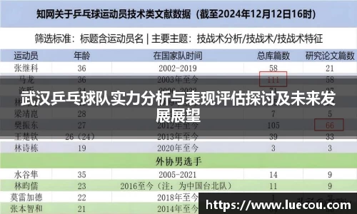 武汉乒乓球队实力分析与表现评估探讨及未来发展展望